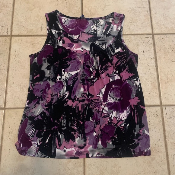 💚 Reitmans Floral Sleeveless Top | Purple Black Grey White | Women's XL/TG - Picture 7 of 7